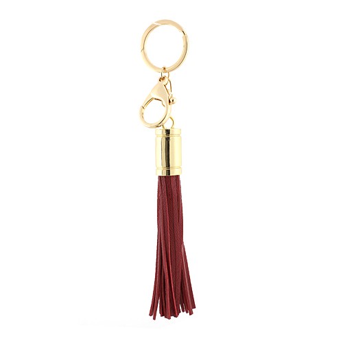 Key Chain - Leather Tassel - Burgundy - KC-YQ006BG